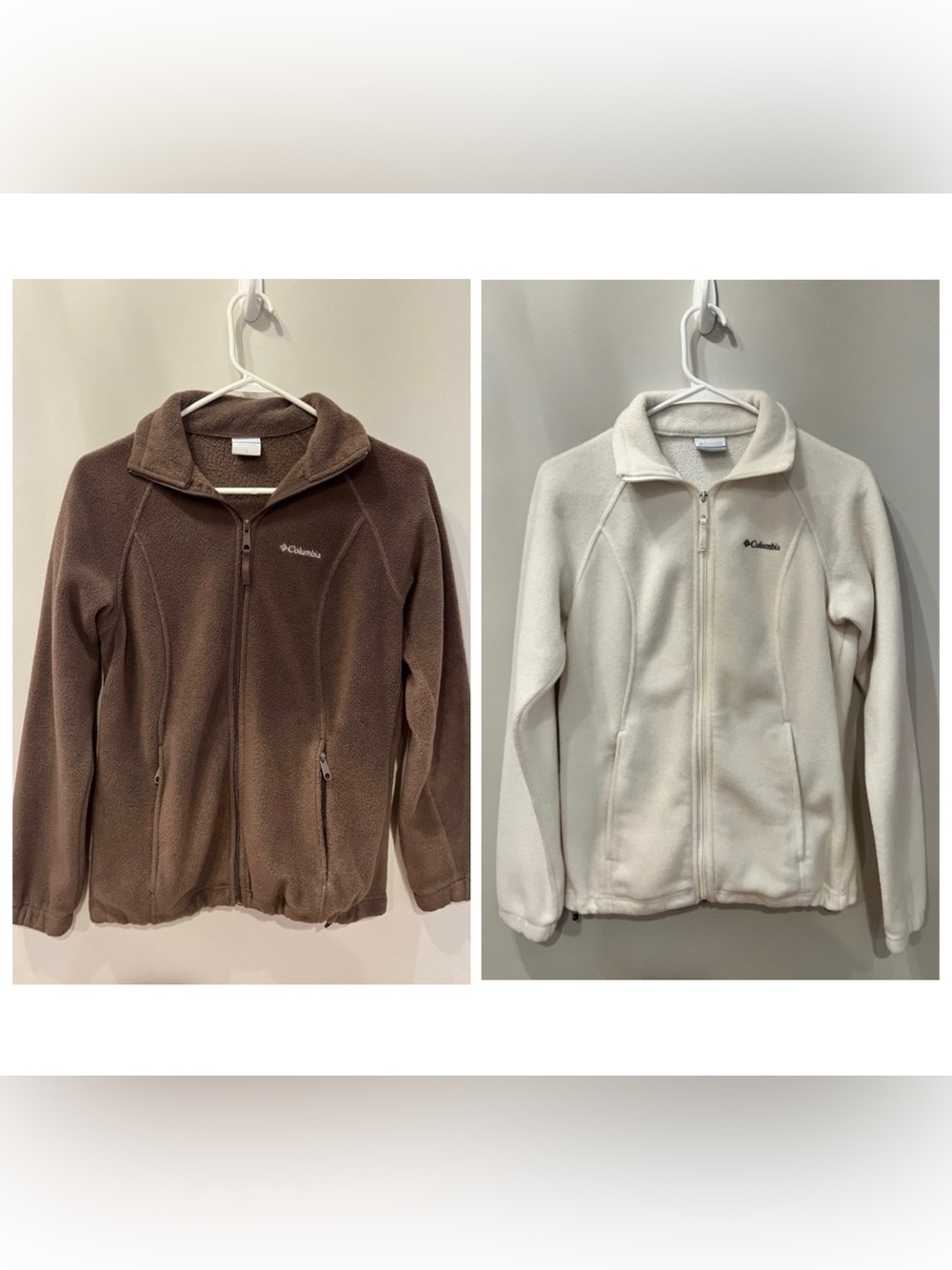 Set of 2 Columbia Full-Zip Fleece Jackets - Brown & Cream